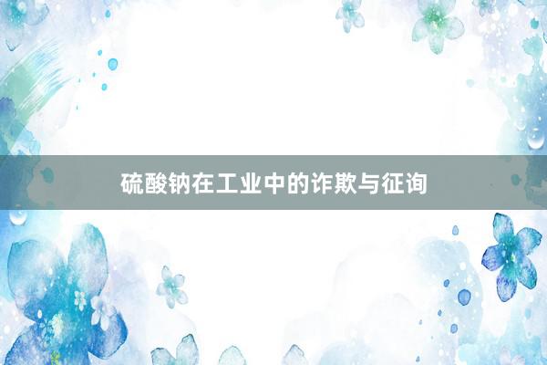 硫酸钠在工业中的诈欺与征询